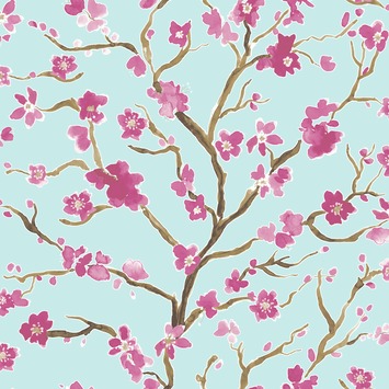 Vliesbehang Ushi blauw-roze 2256-40