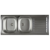 Évier 2 bacs avec égouttoir et bouchon GAMMA 120x50 cm inox