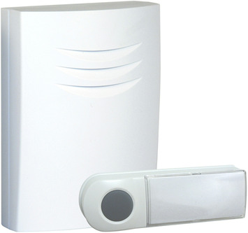 Byron draadloze deurbel en drukknop B401E wit - bereik 75 m