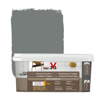 V33 renovatieverf plankenvloeren en trappen zijdeglans carbonaat 2 L