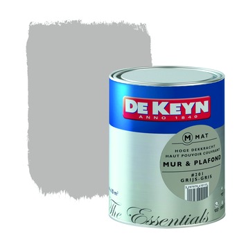 De Keyn muur- en plafondverf mat 201 grijs 1 L