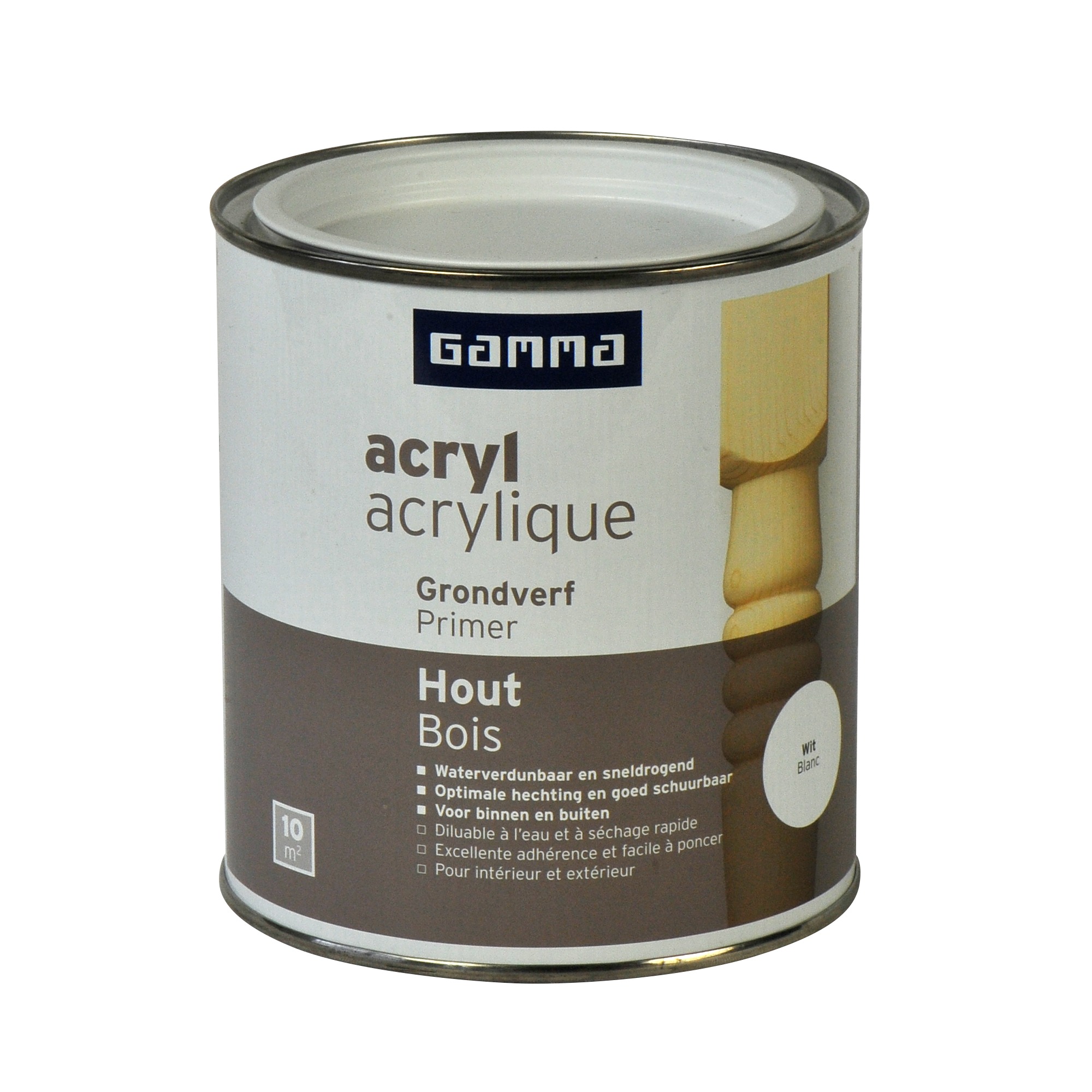 GAMMA primer hout watergedragen wit 750 ml Lak Verf & behang GAMMA.be