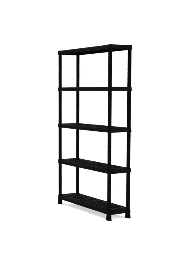 Handson opbergrek kunststof zwart 5 planken 176x75x32 cm 25 kg/plank
