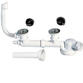 Siphon de lavabo double avec raccord mural Espace Wirquin ø50 mm