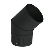 Saninstal bocht 45 graden geëmailleerd zwart 200 mm