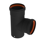 Saninstal T-stuk 87 graden voor pellet zwart ø80 mm