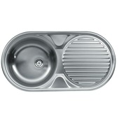 GAMMA spoeltafel ovaal met stop 85x44 cm 1 bak met afdruip inox