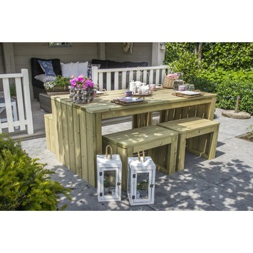 Modern picknickset: tafel, bank en 2 stoelen