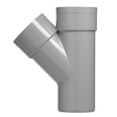 Martens T-stuk 45 graden sanitair grijs met 2 x lijmmof 100x100 mm