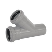 Martens T-stuk 45 graden met 2 rubberen ringen grijs 32x32 mm