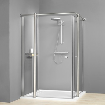 Tiger Boston douchecabine 213,5x120x90 cm zwaaideur + vaste douchewand inox