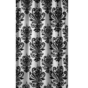 Rideau de douche Baroque GAMMA polyester 180x200 cm blanc noir