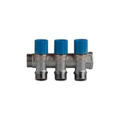 Van Marcke Push-fit 3 uitgangen met kraan Superpipe 3/4"MF Ø16 blauw