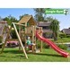 Jungle Gym Cubby met lange rode glijbaan en schommel