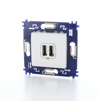 Bticino LivingLight stopcontact 2x USB met schroefbevestiging wit