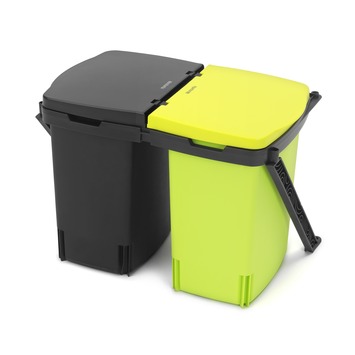 Brabantia inbouwafvalemmer zwart/groen 2x 10 L