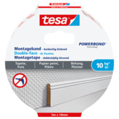 Tesa Powerbond montagetape voor gevoelige oppervlakken wit 5000x19 mm
