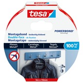 Tesa Powerbond montagetape voor tegels en metaal wit 5000x19 mm