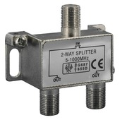 Q-link coax splitter met 2 uitgangen incl. 3 F-connectoren