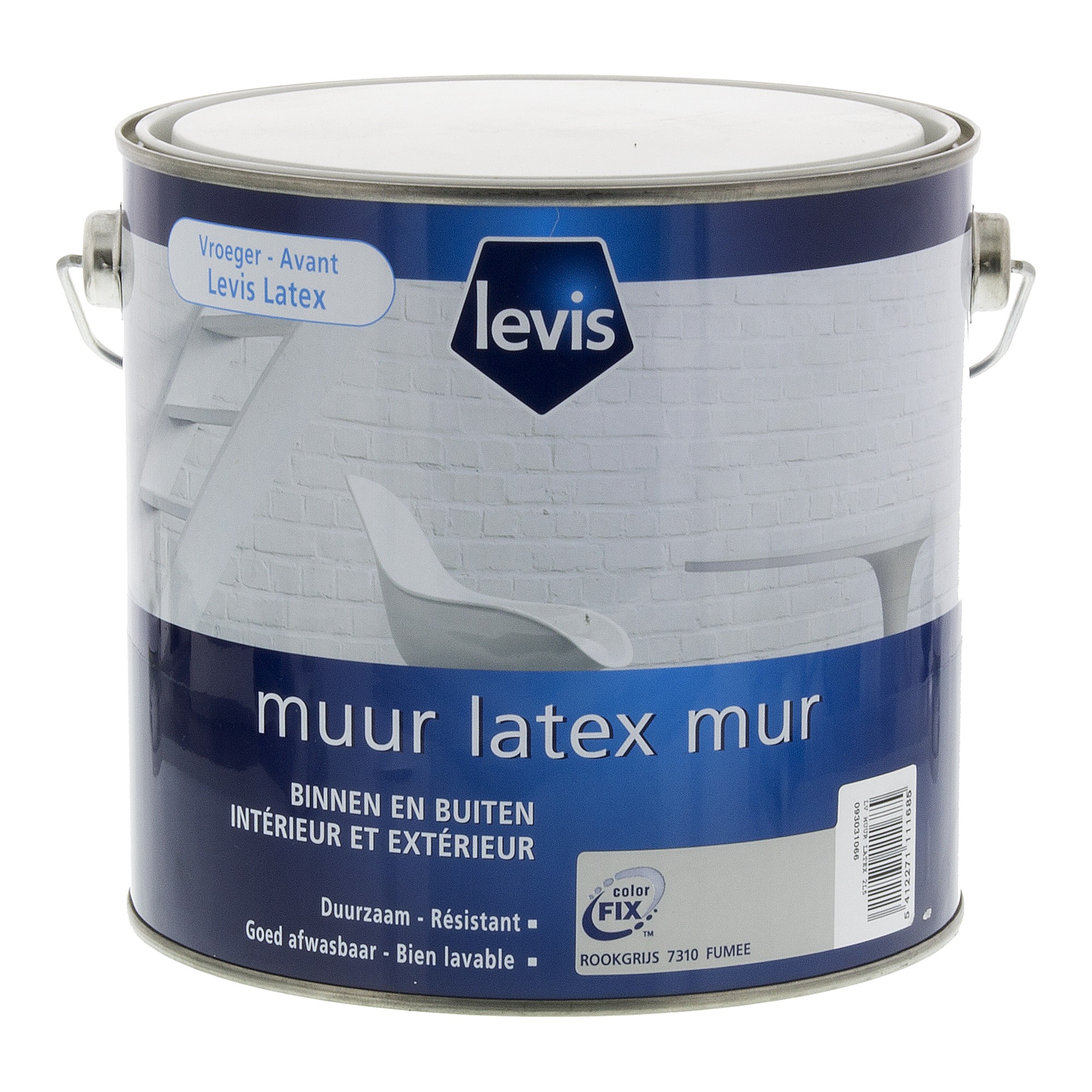 Peinture Latex Mur Levis mat gris fumée 2,5 L Peinture mur & plafond