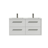 Tiger Boston badkamermeubel 120 cm hoogglans wit met greep rvs en wastafel hoogglans wit