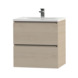 Meuble de salle de bain Karlo Tiger 60 cm chêne naturel avec lavabo blanc brillant