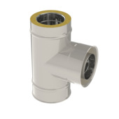 Saninstal T-stuk dubbelwandige buis voor pelletkachel Ø 80-130 mm inox