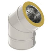 Saninstal dubbelwandige bocht 45° voor pelletkachel Ø 80-130 mm inox