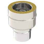 Saninstal tussenstuk voor overgang van enkelwandige naar dubbelwandige buis voor pelletkachel Ø 80-130 mm inox