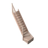 Escalier 1/4 tournant à gauche Tradi Eco Sogem hêtre avec rampe et contremarches