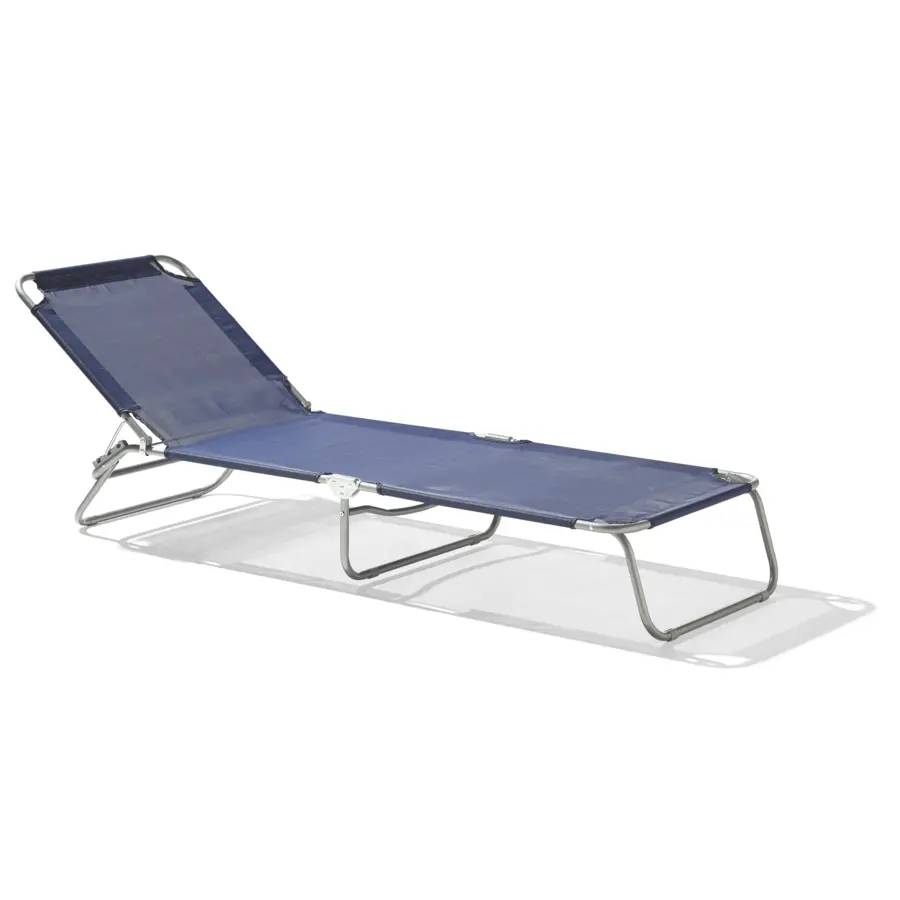 Ligbed staal/textileen blauw 189 x 58 x 28 cm
