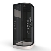 Aurlane complete douchecabine kwartrond Black Mirror 2 90x90x215 cm