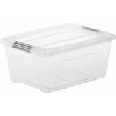 Boîte de rangement Top 15 L transparent avec clips gris avec couvercle