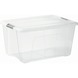 Boîte de rangement transparente Top couvercle clipsable gris 45L