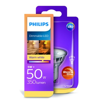 Philips LED spot GU10 glas 5,5W = 50W 350 lumen dimbaar