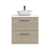 Tiger badkamermeubel Studio 60cm naturel eik/witte waskom met vierkante greep