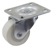 Zwenkwiel wit PUR met plaatbevestiging 30 mm tot 20 kg