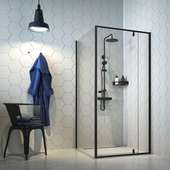 Sealskin draaideur met zijwand Contour 100x100x200 cm helder glas/zwart