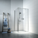 Porte pivotante + paroi Sealskin Contour 100x100x200 cm translucide/inox