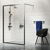 Paroi de douche A3 Sealskin Contour 118x200 cm translucide/noir