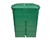 Regenton rechthoekig groen 300L + kraantje en vulautomaat