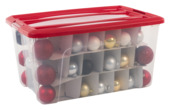 Nesta boîte de rangement Noël 60L avec insert pour 60 boules transparent  rouge