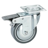 Roulette pivotante TPE à platine avec frein Ø100 mm max. 55 kg