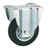 Roulette fixe caoutchouc 80 mm avec plaque charge max. 50 kg