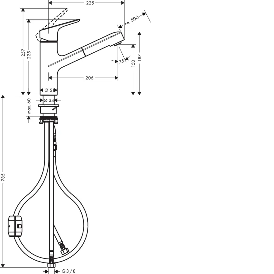 Mitigeur de cuisine avec douchette Hansgrohe M431-H150 chromé