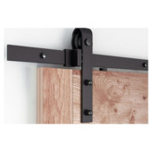 Schuifdeursysteem industrieel mat zwart complete set met hangrollen