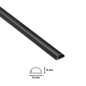 Moulure demi-cercle auto-adhésif 16x8mm  2 m noir