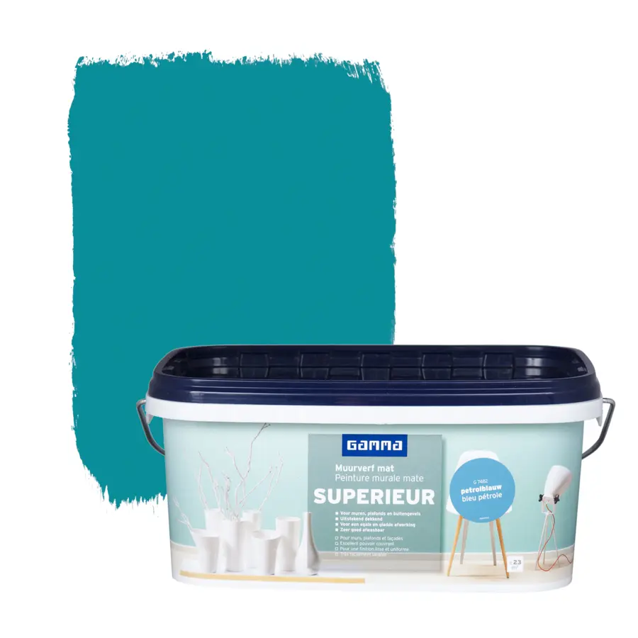 GAMMA Superieur muurverf mat petrolblauw 2,5 L
