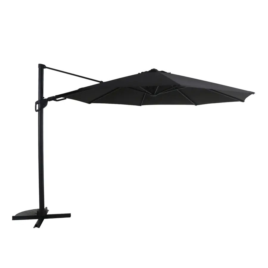 Handson zweefparasol Menorca zwart Ø 350 cm met hendel