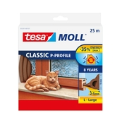 Tesa Moll tochtstrip classic P-profiel 8jr, 25m bruin